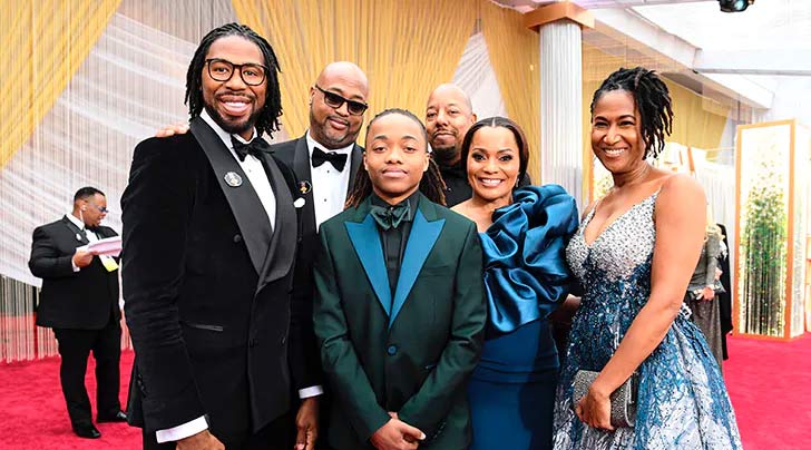 Former NFL player Matthew A. Cherry with his family - Hair Love Wins Oscar